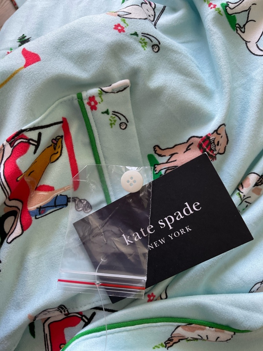 NWT Kate Spade Dog Golf Themed Short Sleeve Shorty Pajama Set Size L Whimsical - Picture 9 of 13